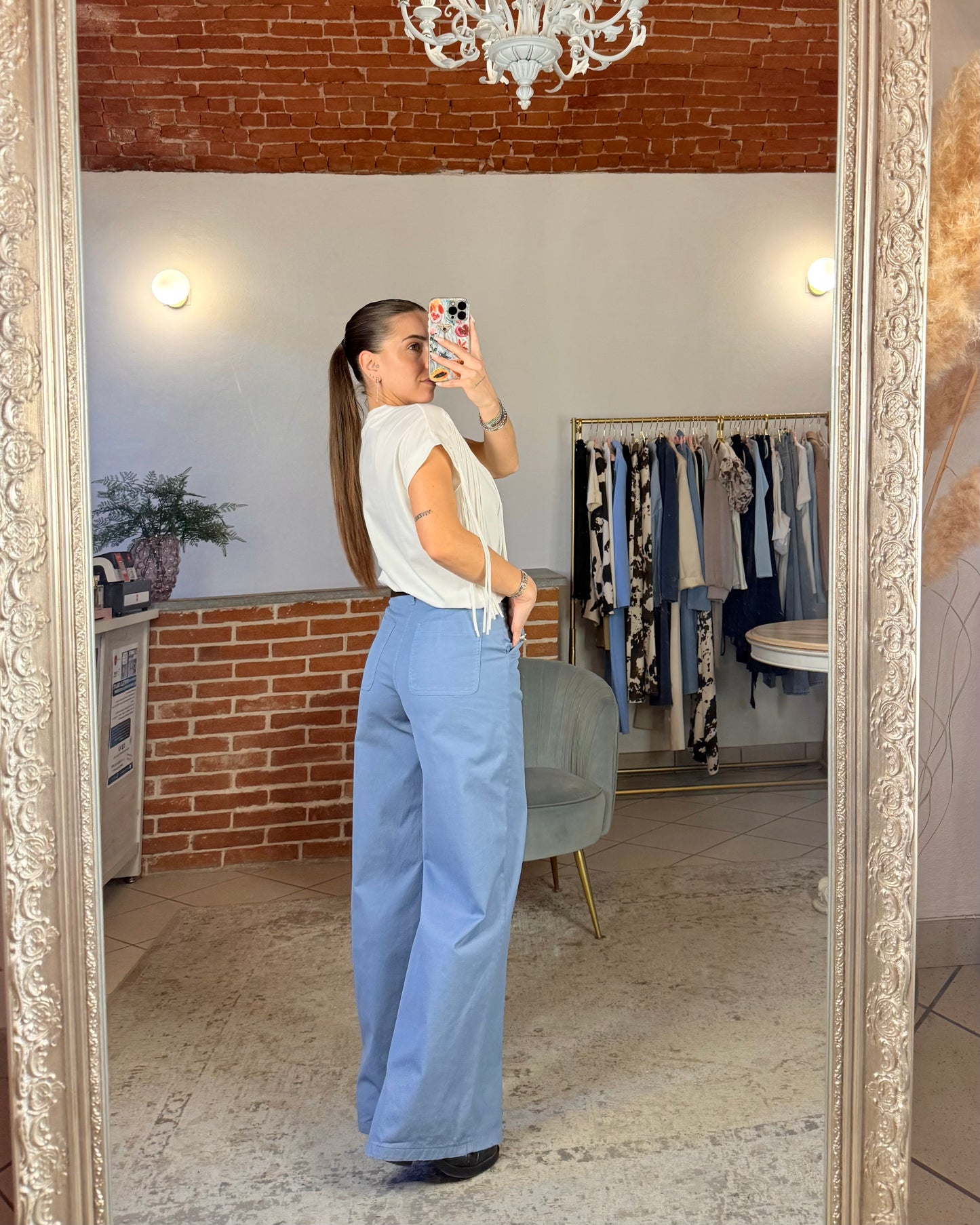 Pantalone wide leg in cotone