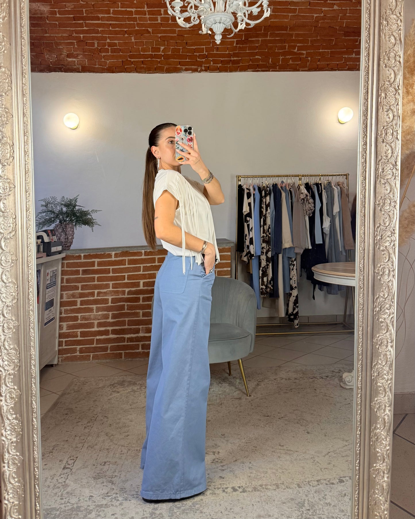 Pantalone wide leg in cotone