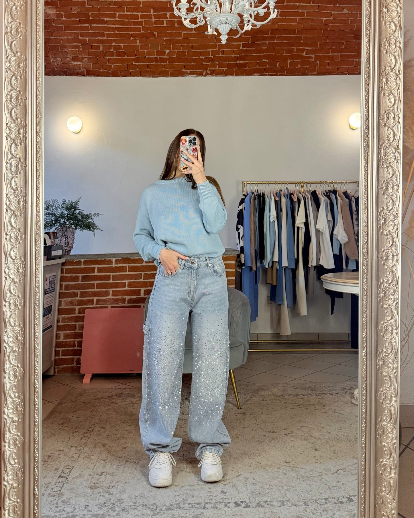 Jeans balloon strass