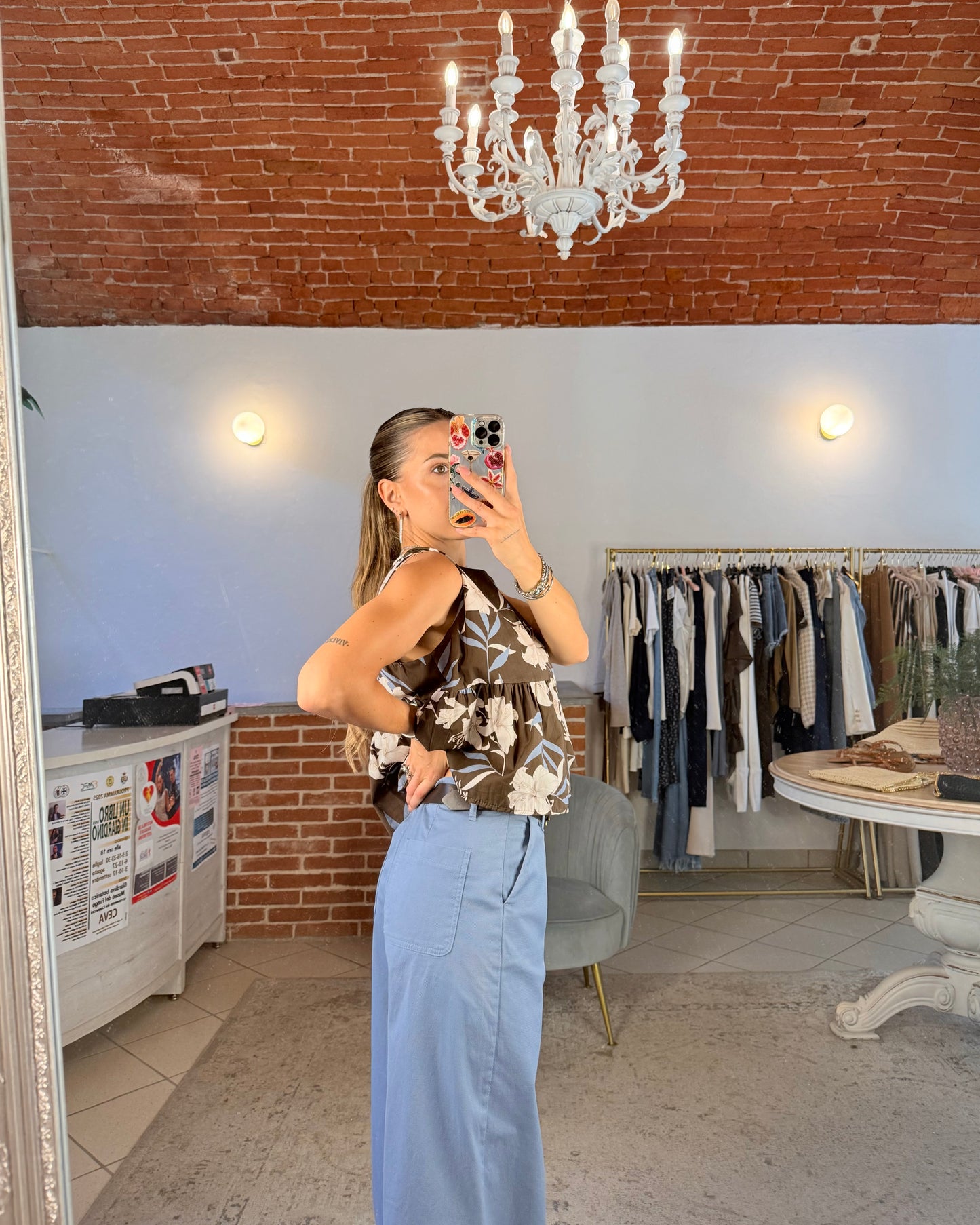 Pantalone wide leg in cotone