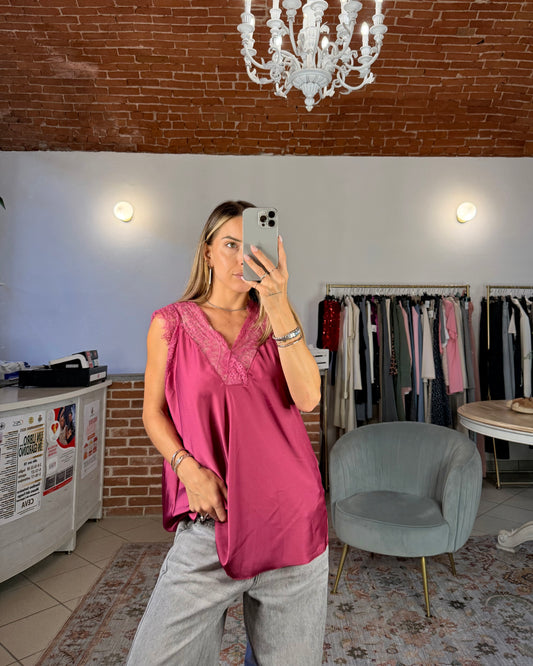 Canotta in raso e pizzo