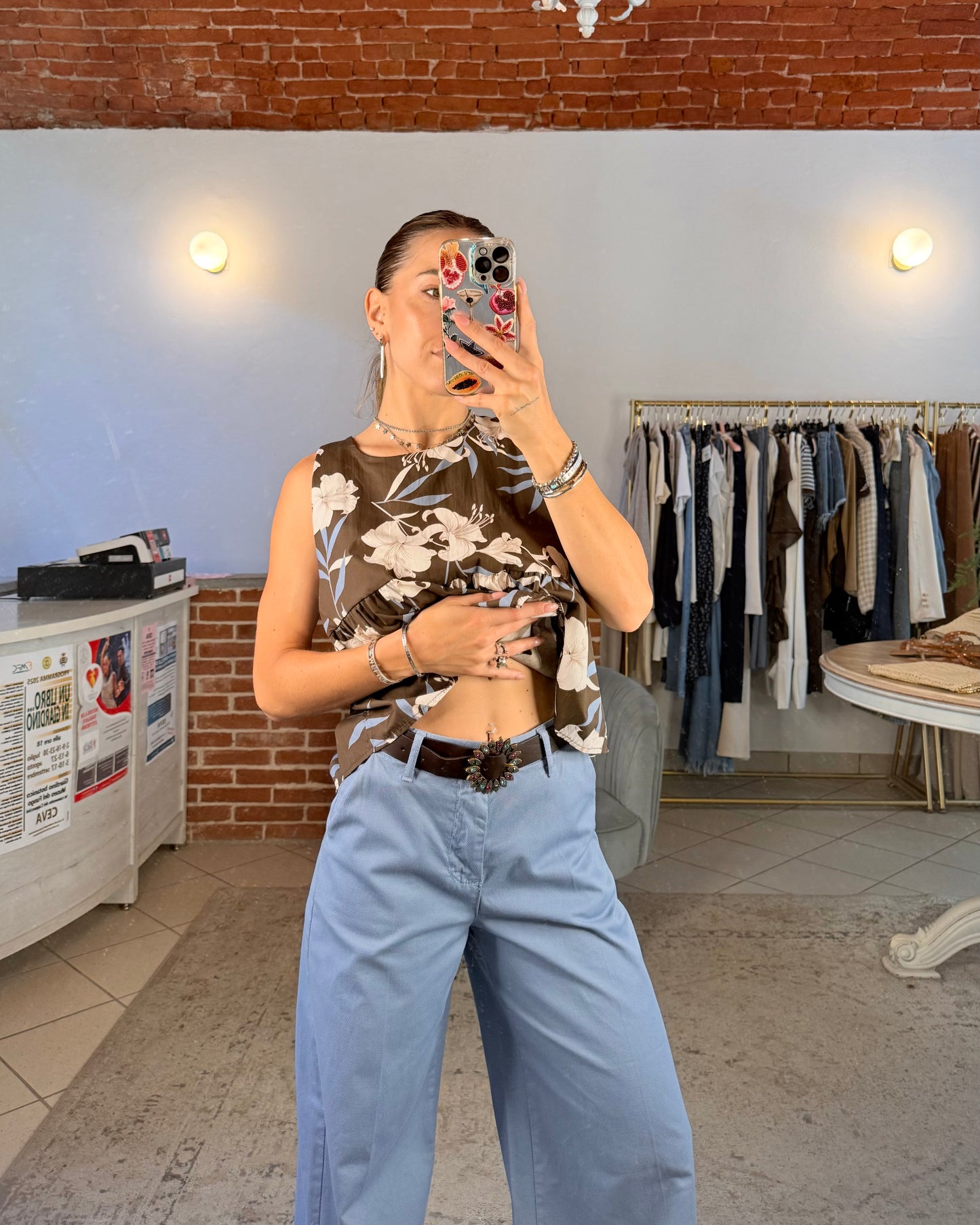 Pantalone wide leg in cotone