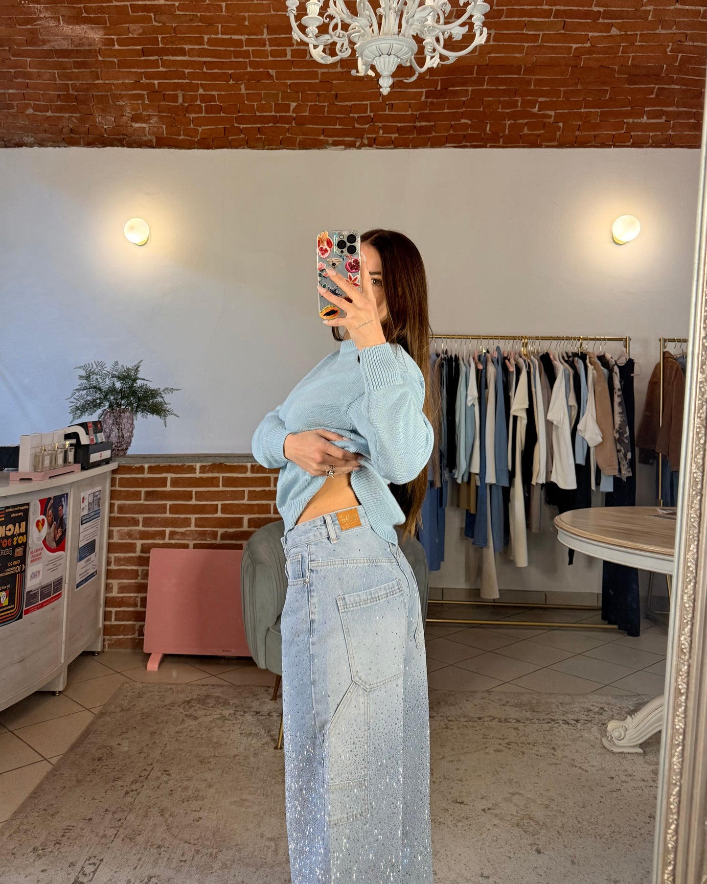 Jeans balloon strass