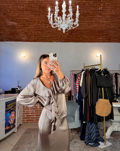 Camicia in raso con rouches