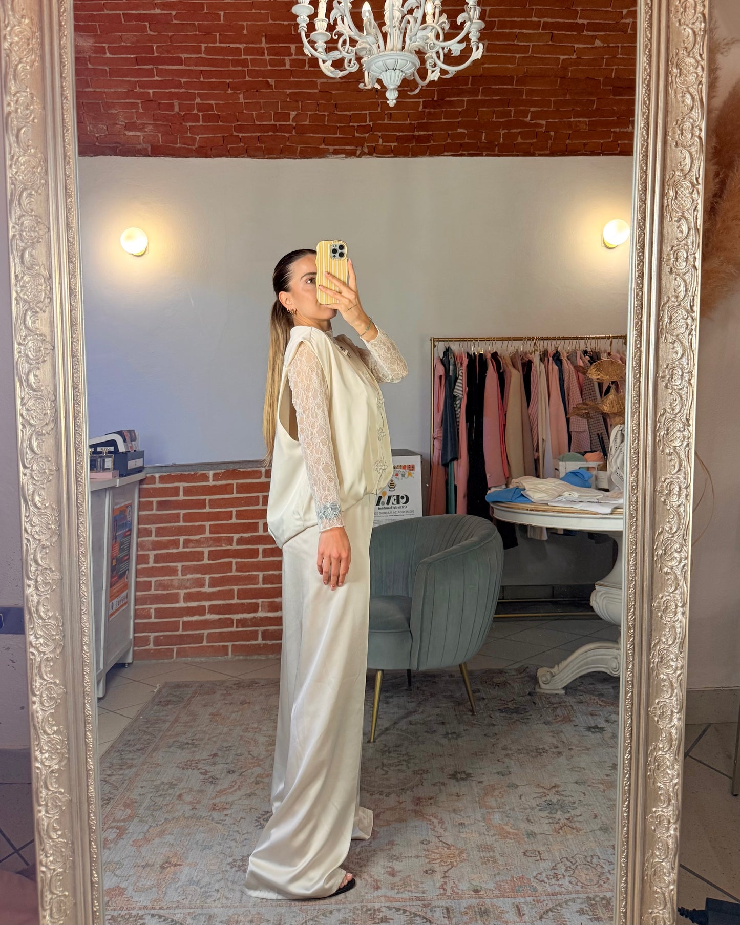 Pantalone a palazzo in raso