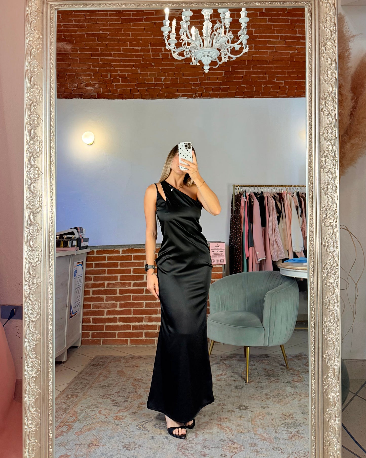 One-shoulder satin dress