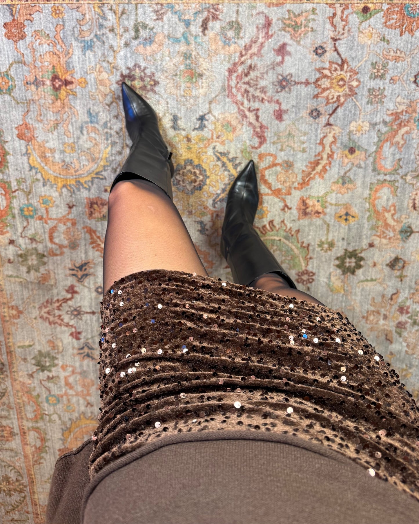 Minigonna in velluto e paillettes