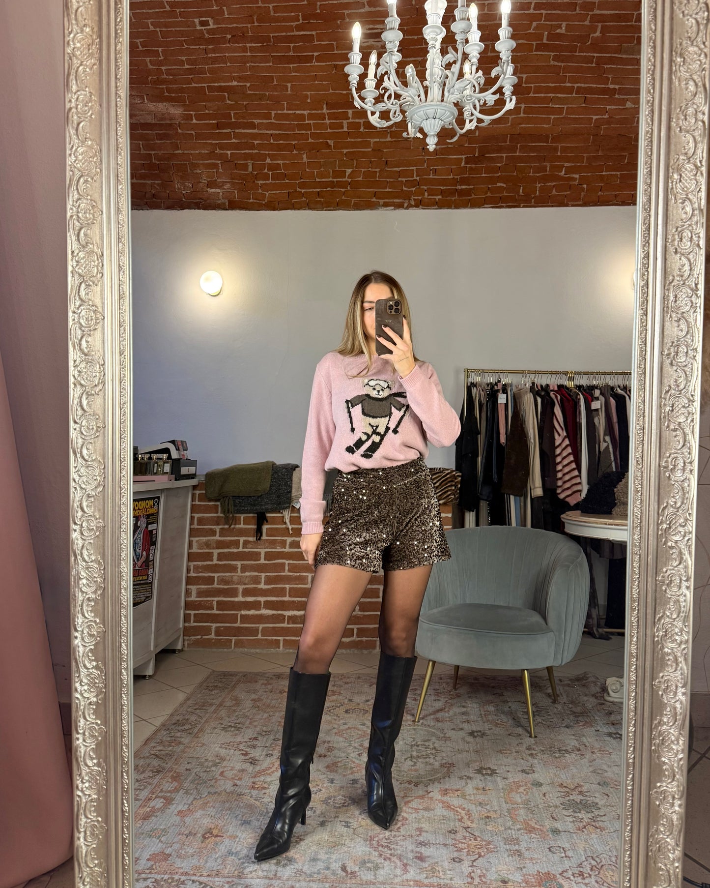 Pantaloncino velluto e paillettes
