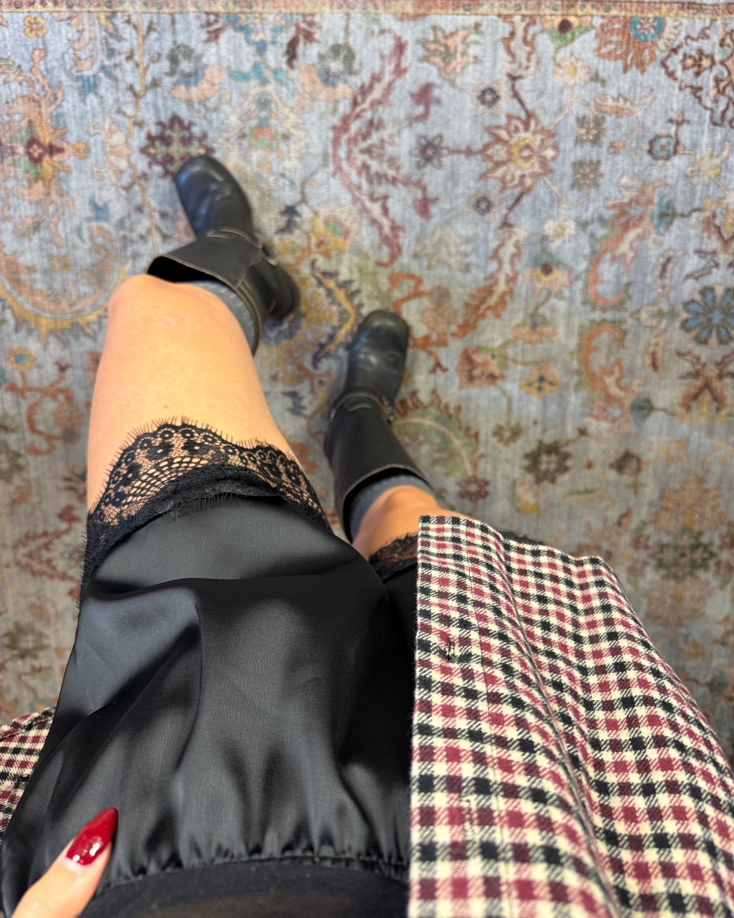 Shorts satin e pizzo