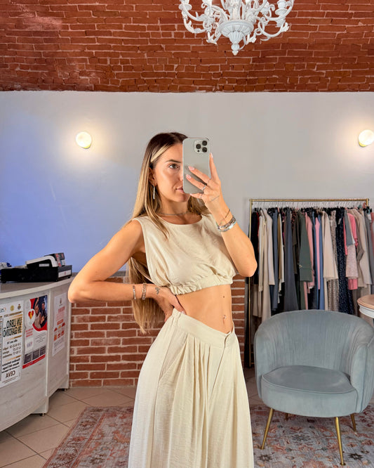 Top crop con elastico