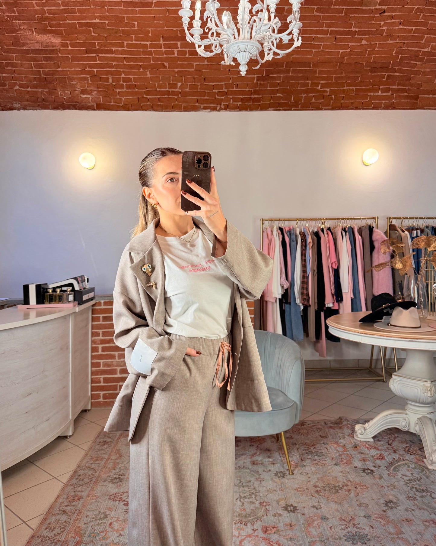 Pantalone a palazzo con cordino in raso