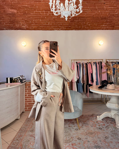 Pantalone a palazzo con cordino in raso