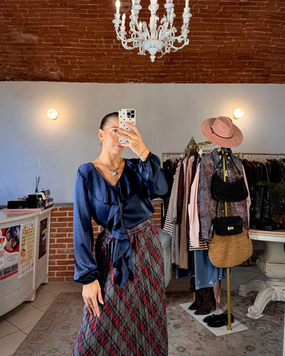 Camicia in raso con rouches