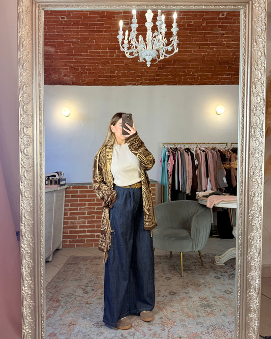 Jeans a palazzo con cintura
