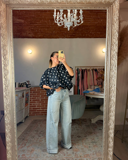 Blusa balloon a pois