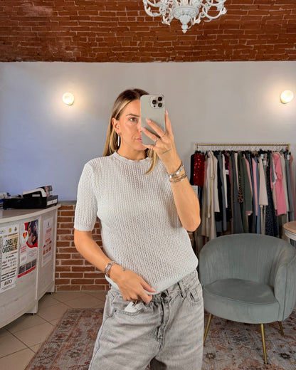 T-shirt in maglia e lurex