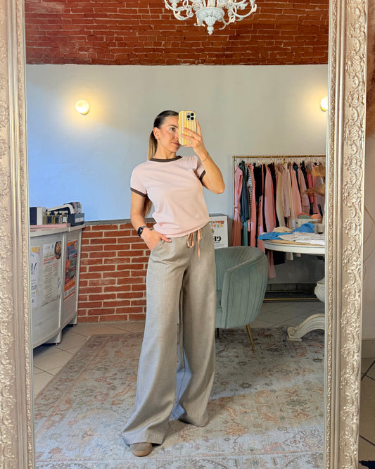 Pantalone a palazzo con cordino in raso