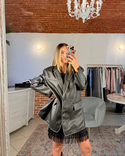 Blazer oversize similpelle