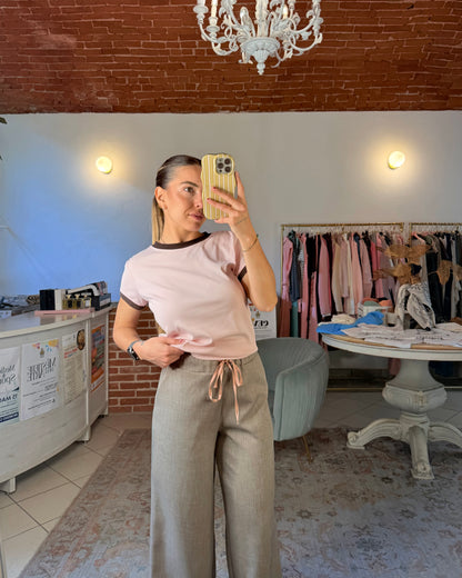 Pantalone a palazzo con cordino in raso