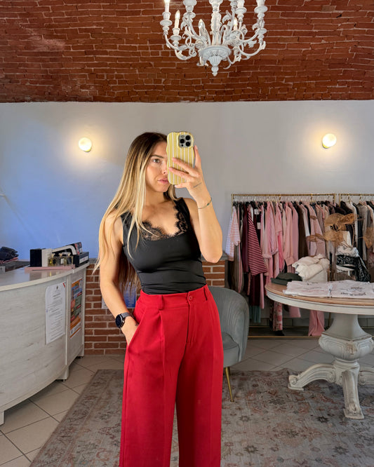Canotta in lycra con pizzo
