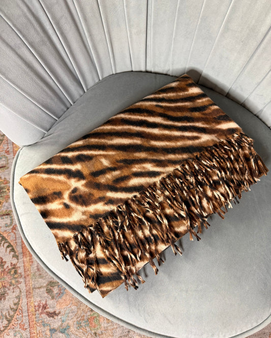 Zebra print scarf with fringes
