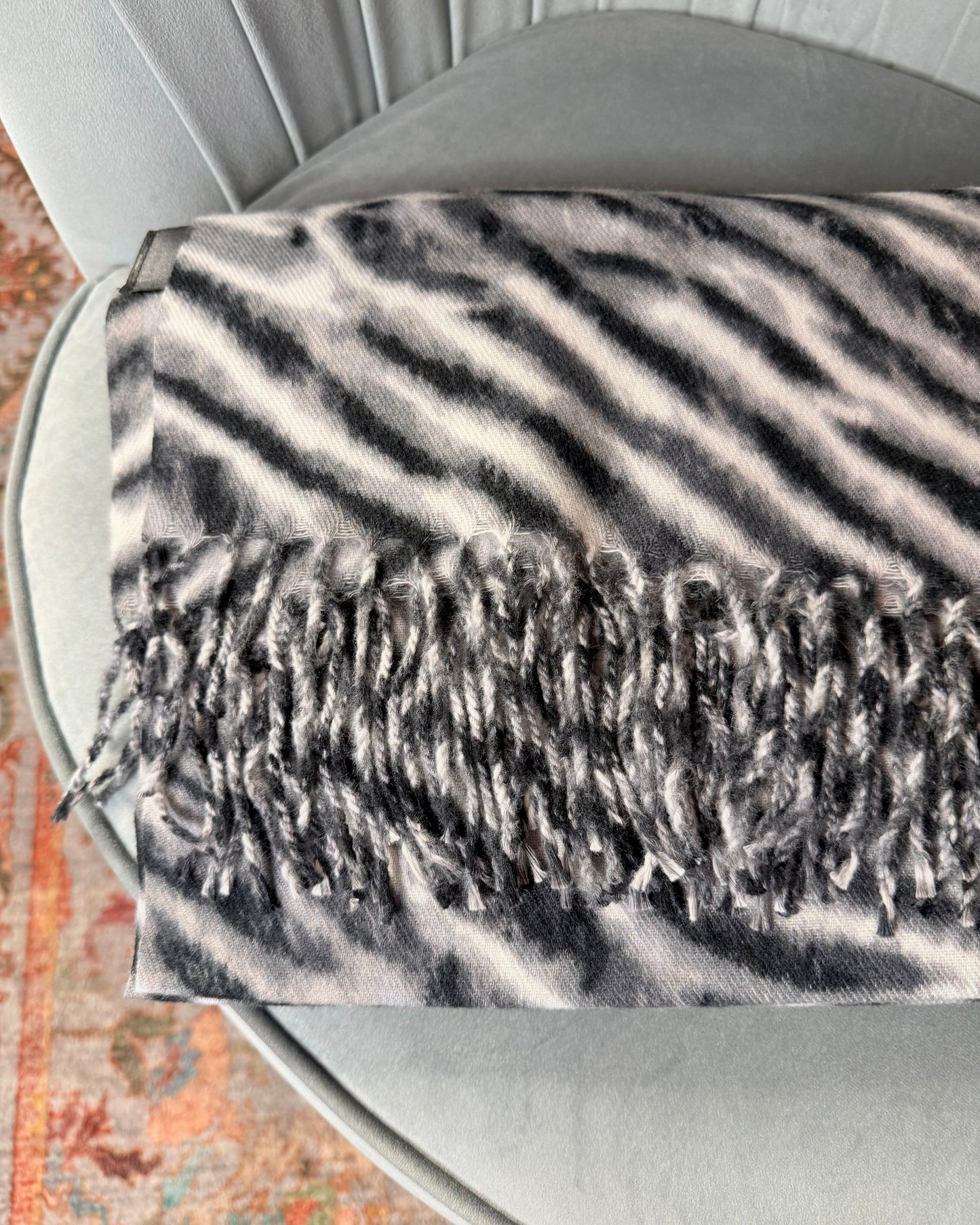 Zebra print scarf with fringes