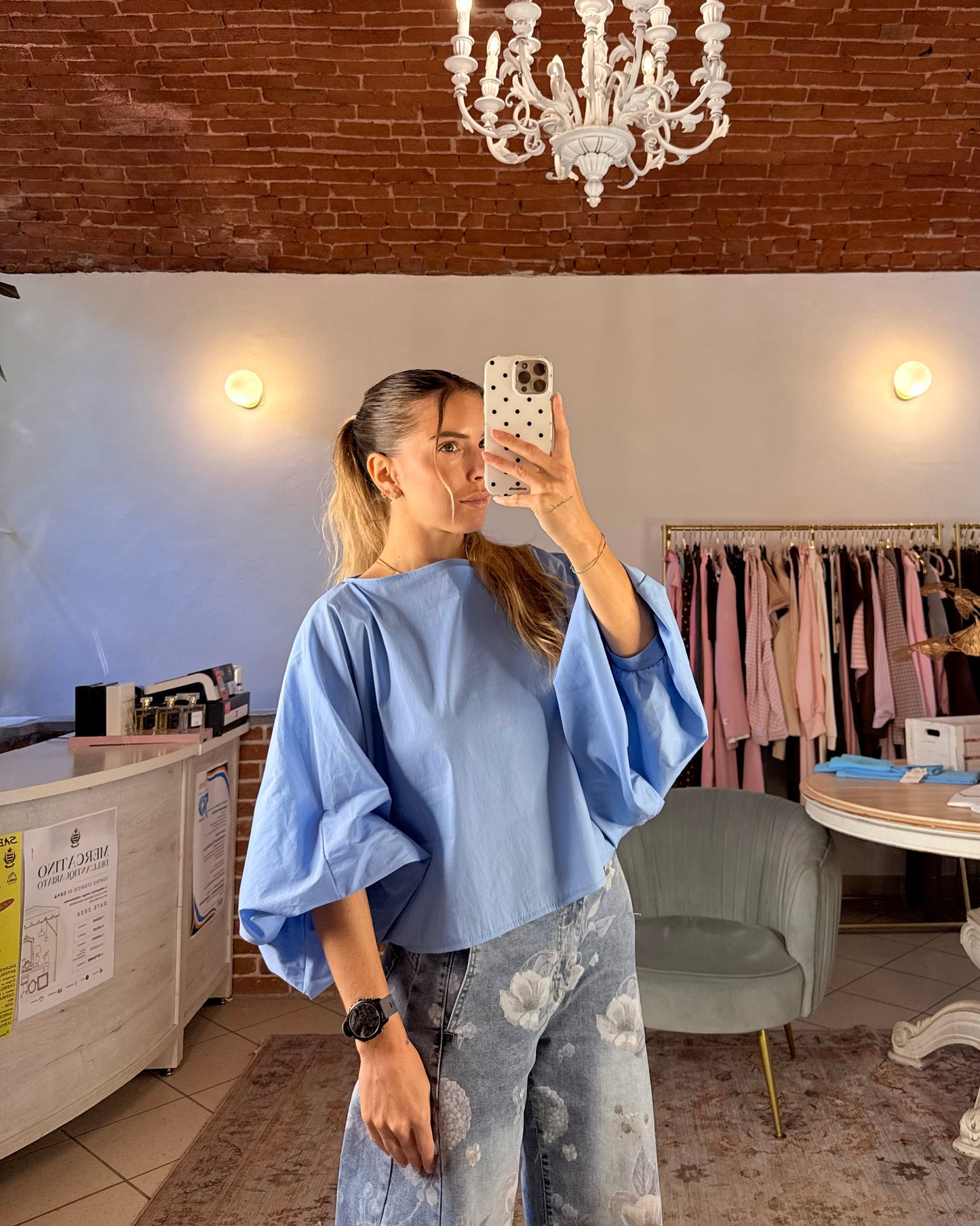Camicia con maniche 3/4 a palloncino