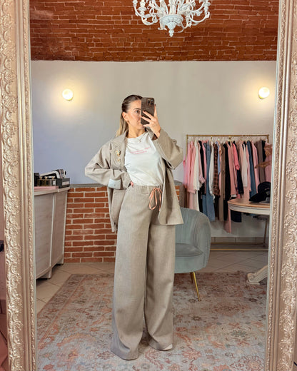 Pantalone a palazzo con cordino in raso