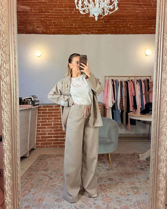 Pantalone a palazzo con cordino in raso