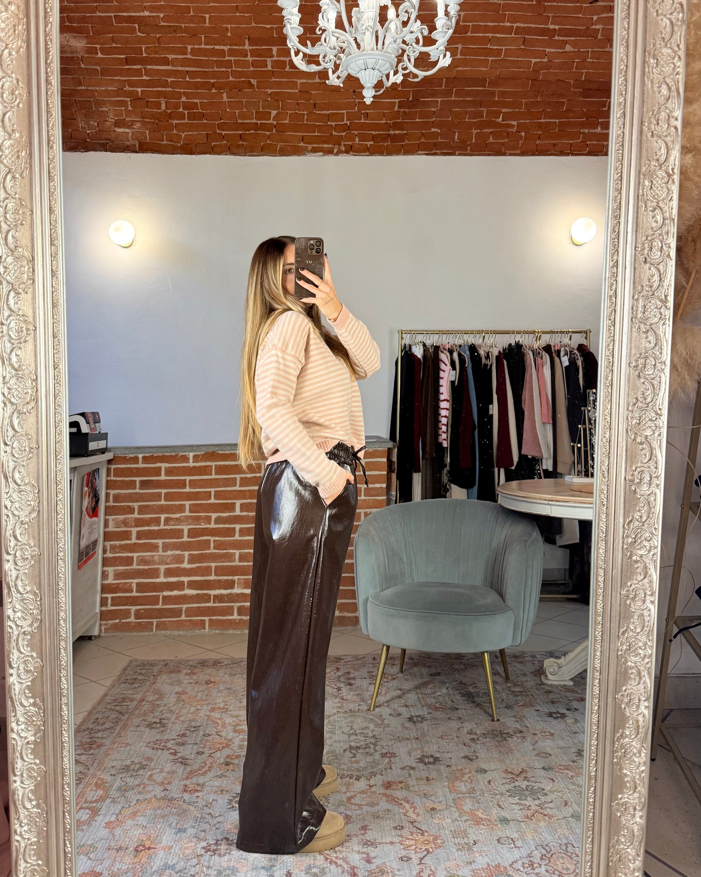 Faux leather trousers
