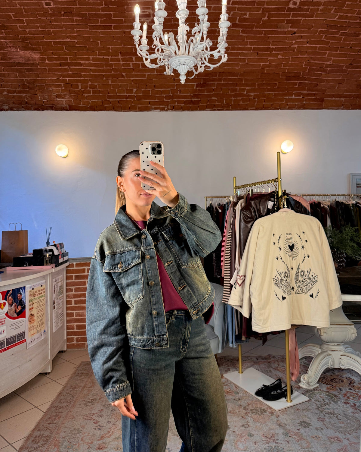 Giacca denim a scatoletta lavaggio vintage