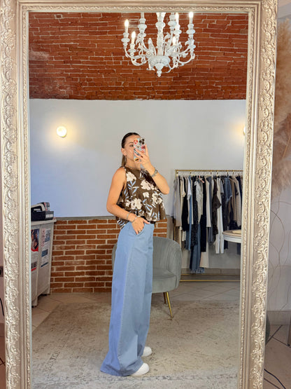 Pantalone wide leg in cotone