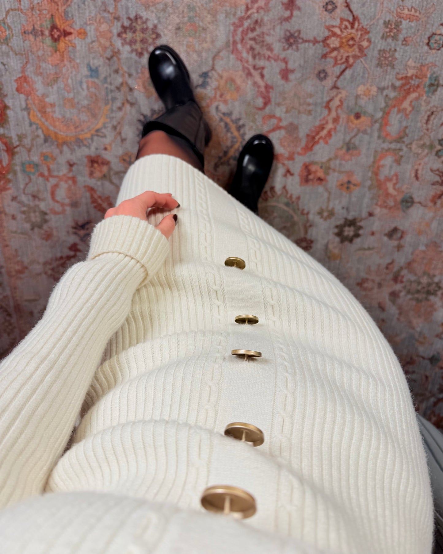 Robe en maille à boutons