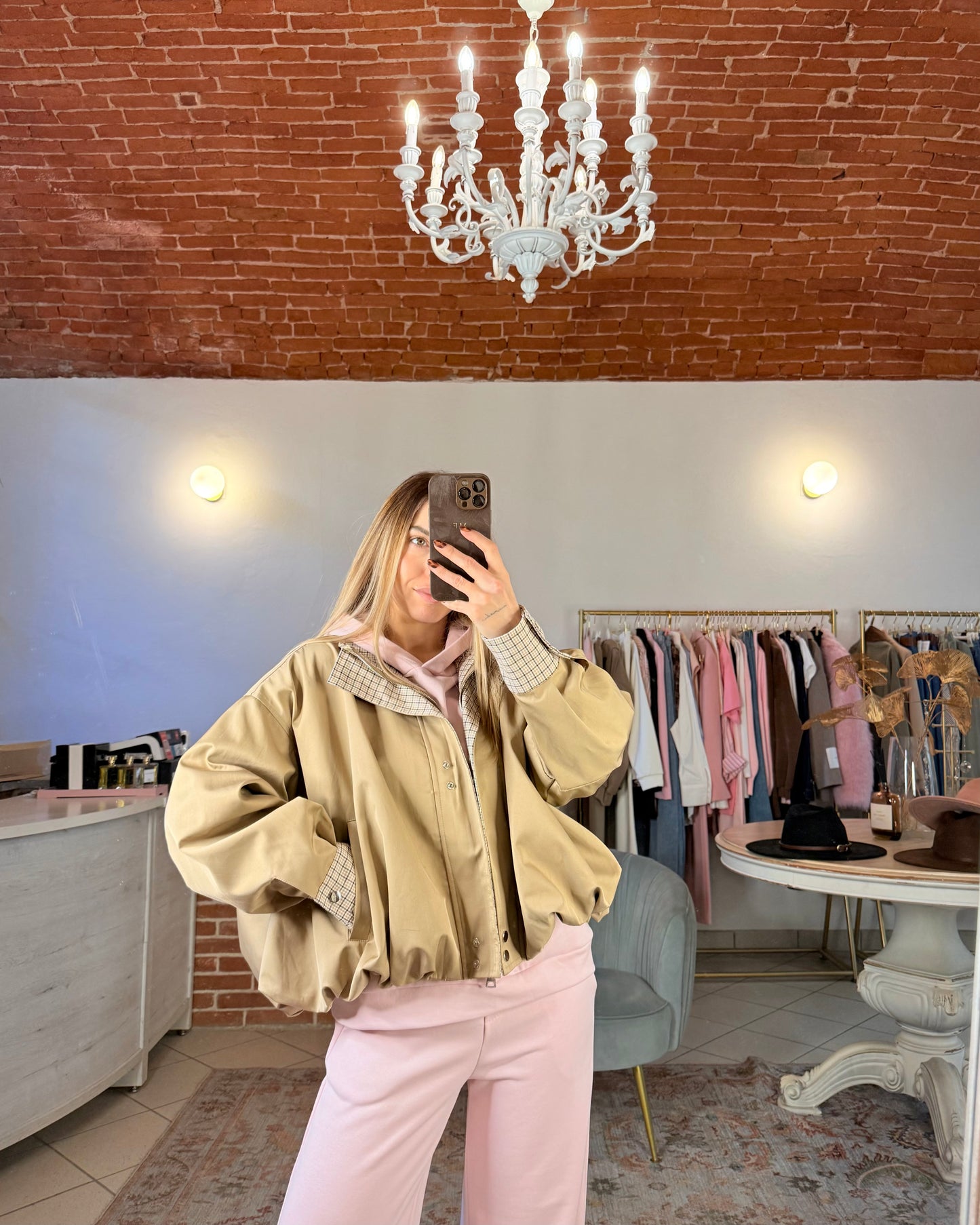 Bomber con inserti a quadretti
