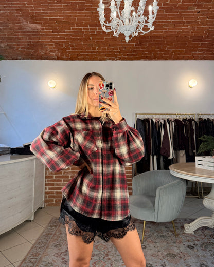 Camicia oversize in cotone flanella