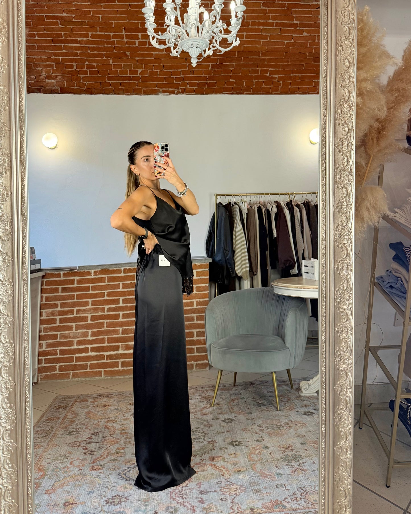 Pantalone a palazzo in raso