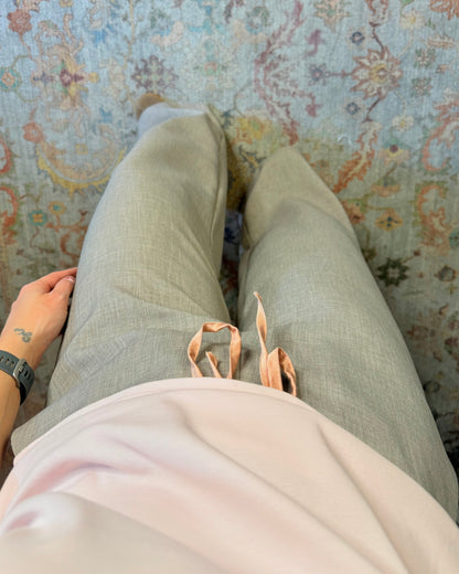 Pantalone a palazzo con cordino in raso