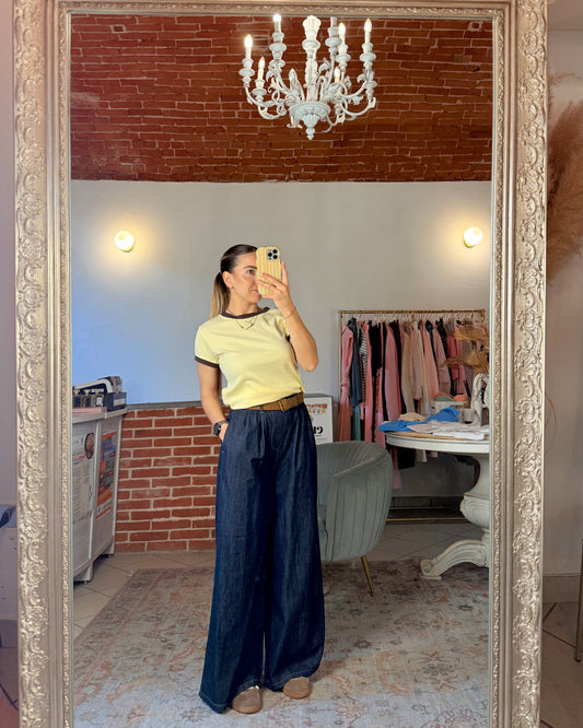 Jeans a palazzo con cintura