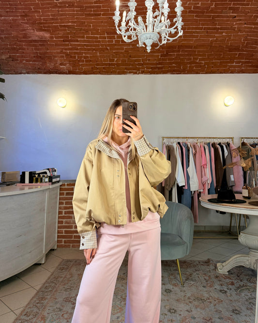 Bomber con inserti a quadretti