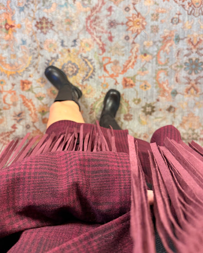 Blazer doppiopetto in panno con frange