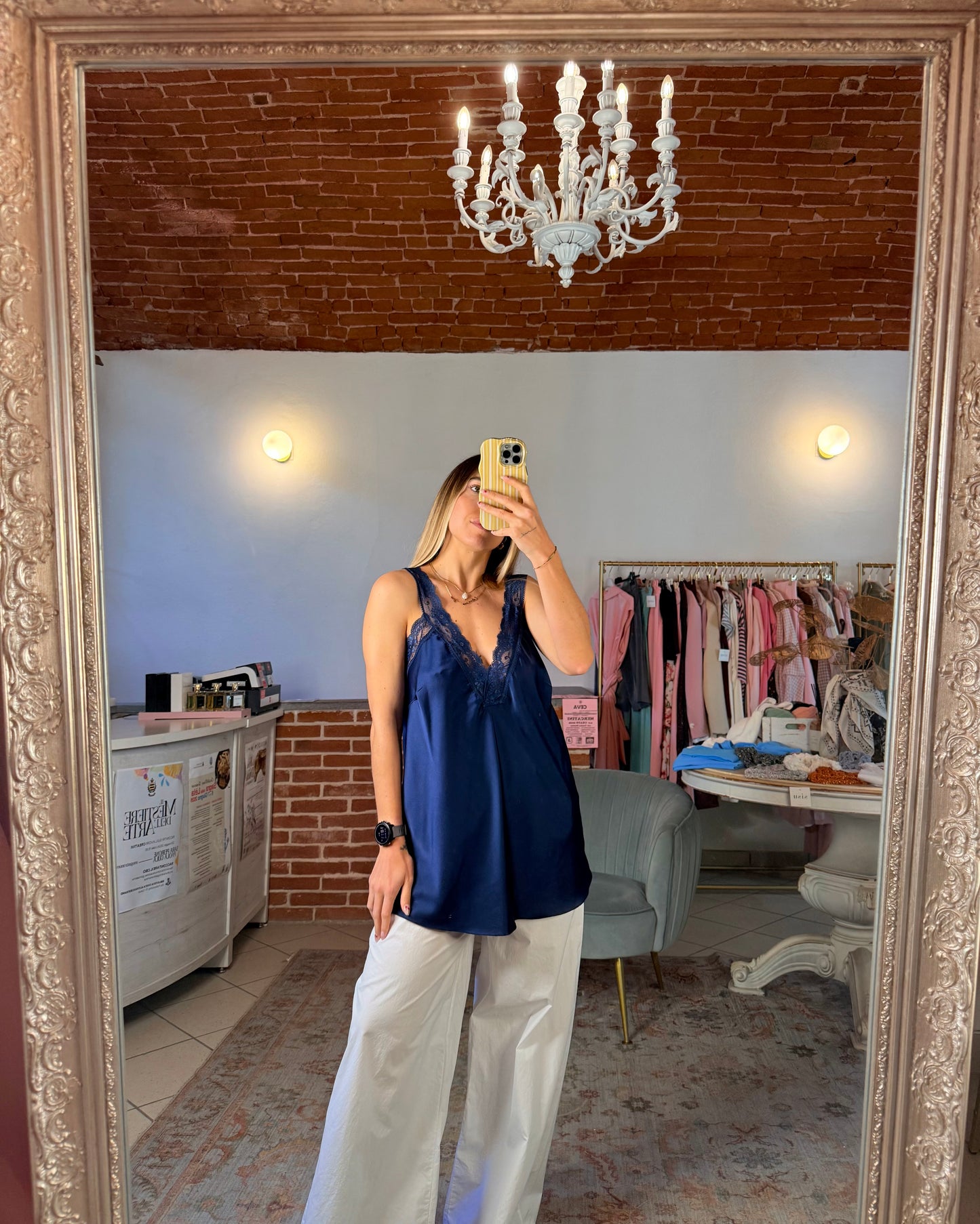 Canotta oversize in raso