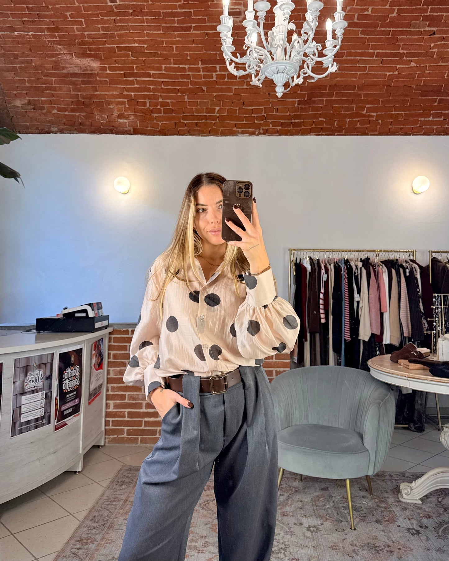 Palazzo trousers with belt