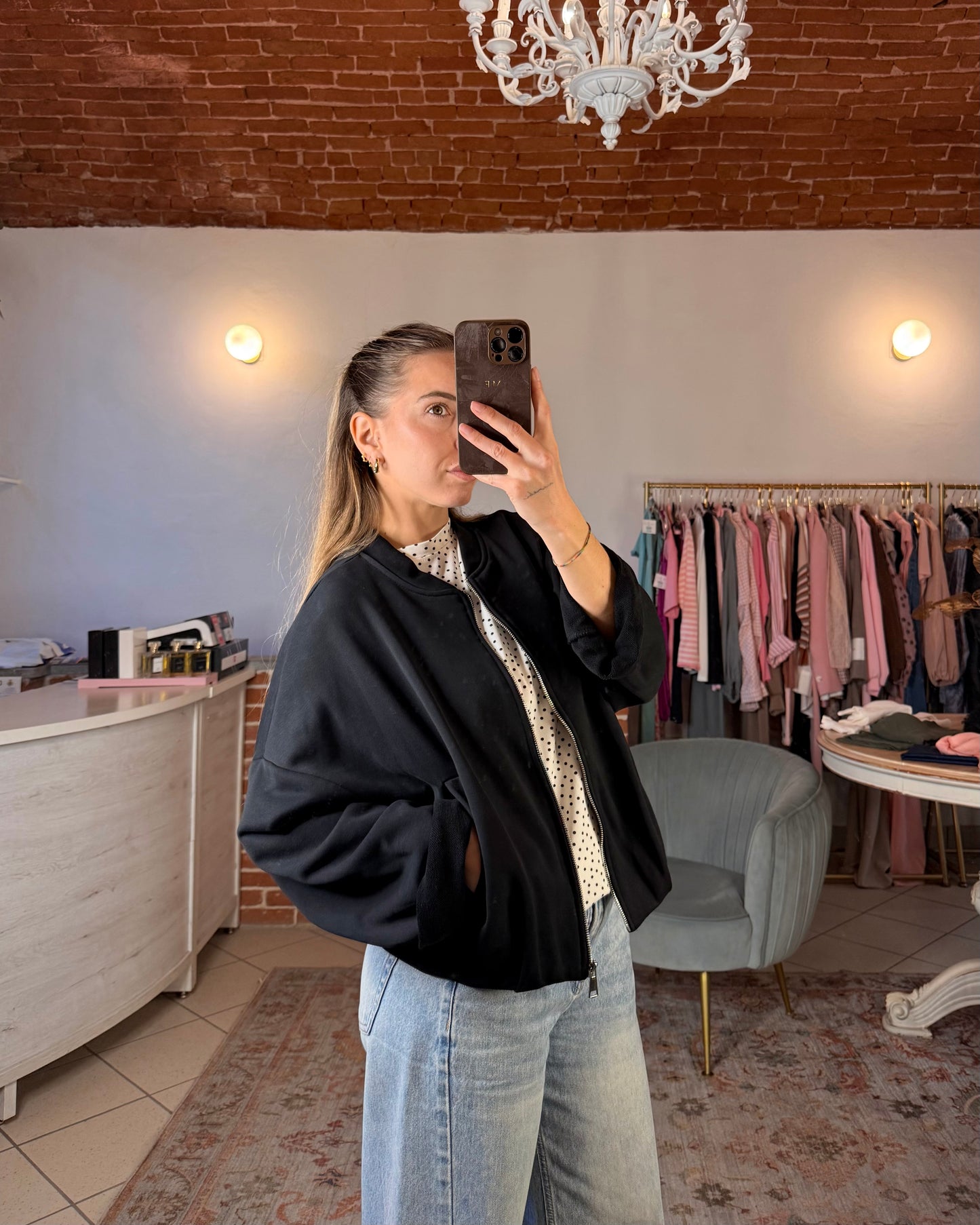 Felpa bomber in cotone