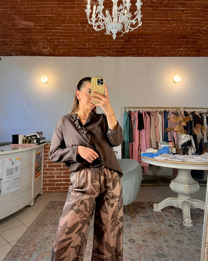 Pantalone velato fantasia