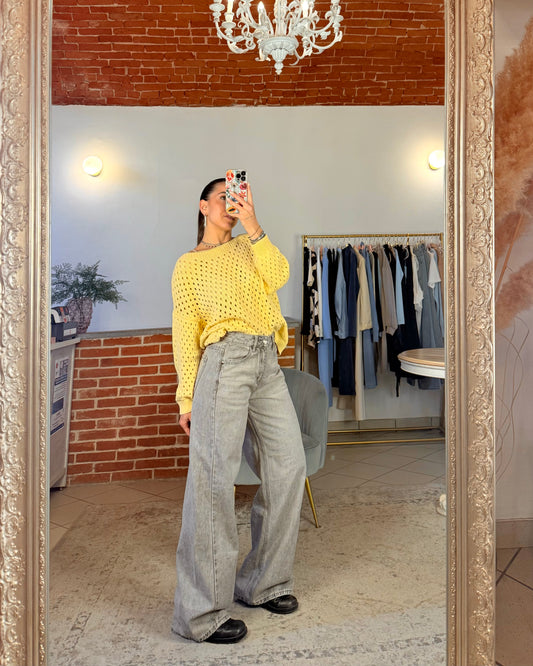 Jeans wide leg slavato