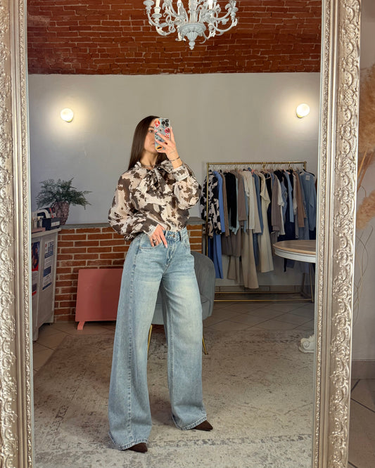 Jeans wide leg slavato