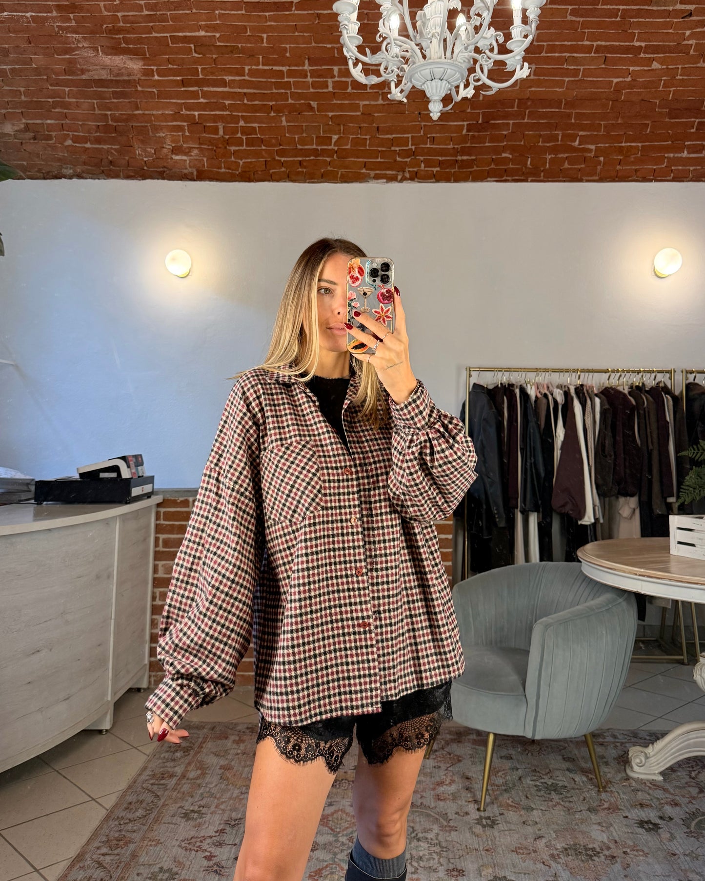 Camicia oversize in cotone flanella