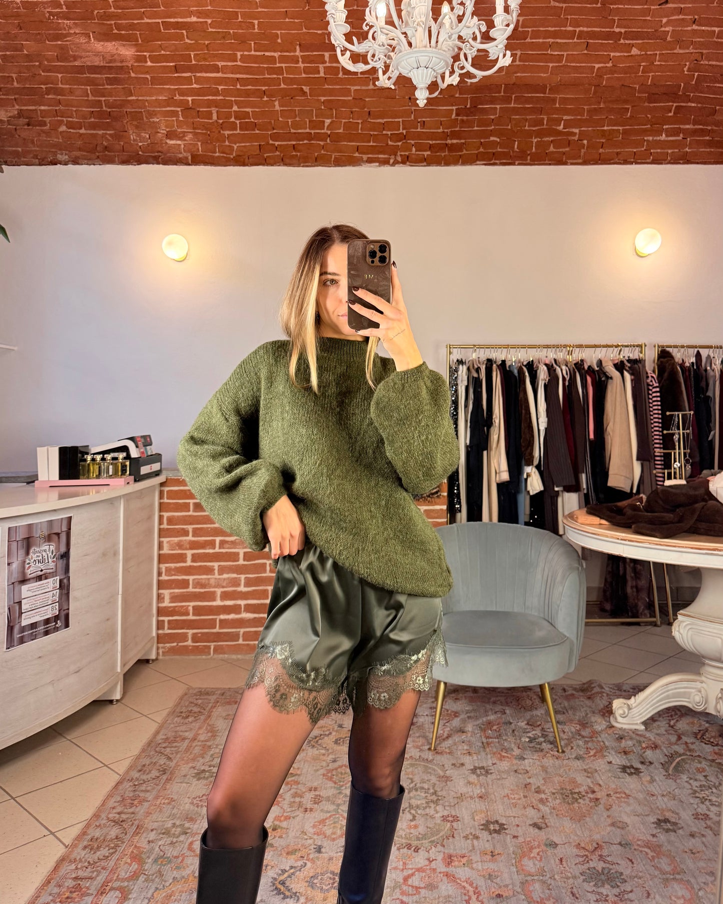 Satin and lace shorts