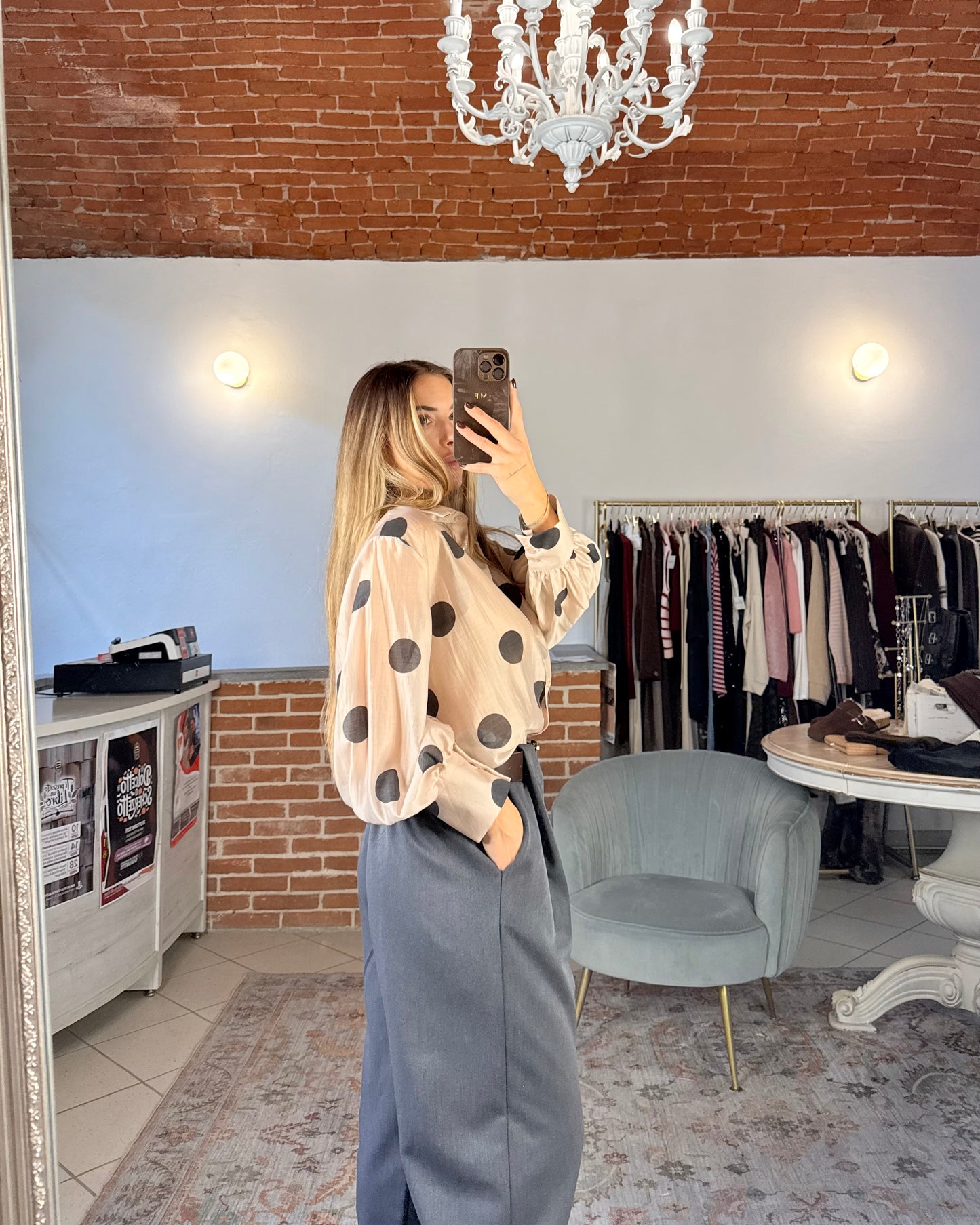 Tencel polka dot shirt