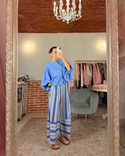 Pantalone balloon a righe